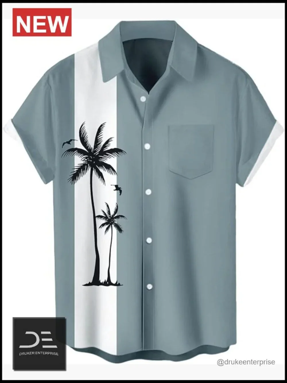 Mens Short Sleeve Button Up Hawaiian Shirt 1950s Vintage Bowling Shirt